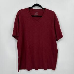 Vince Garment Dye Short Sleeve V-Neck T-Shirt Burgundy Size XL